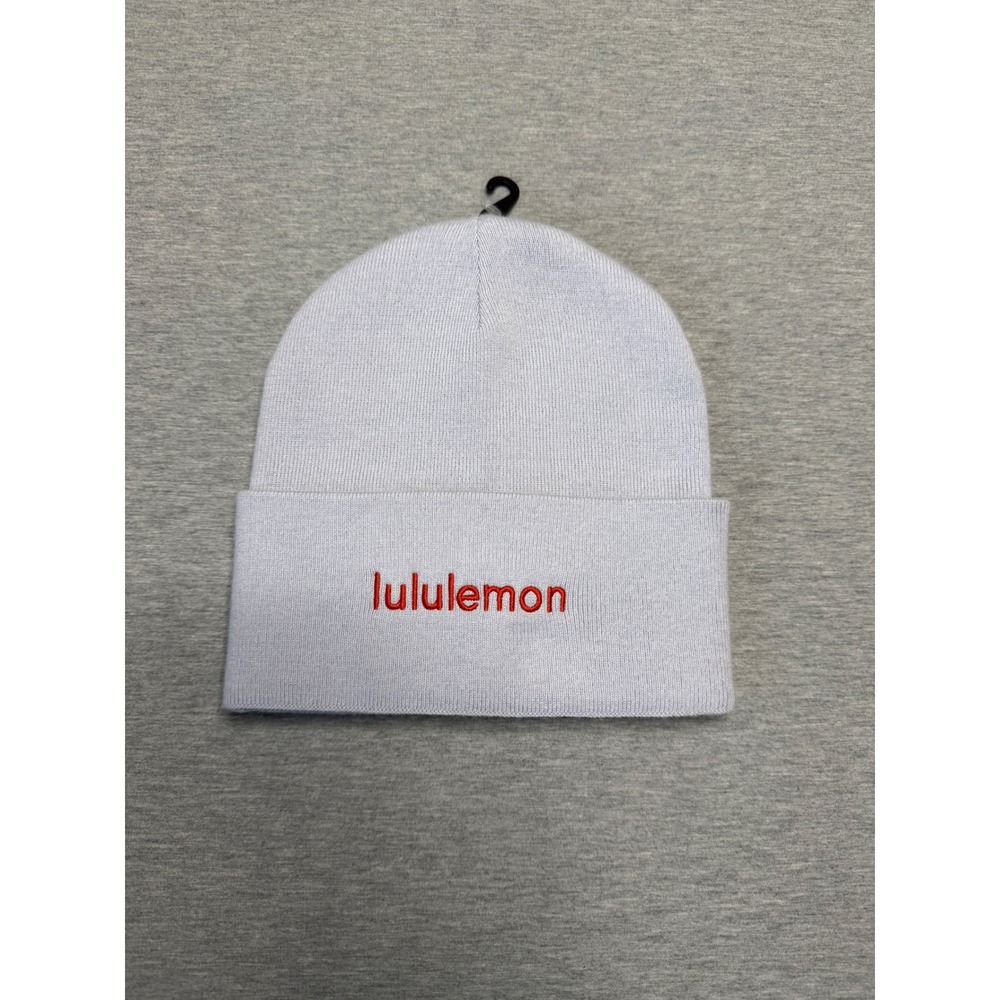 Lululemon Revelation Beanie Blue/lavender Red Logo Knit Hat Tuque LU9CRHS NEW